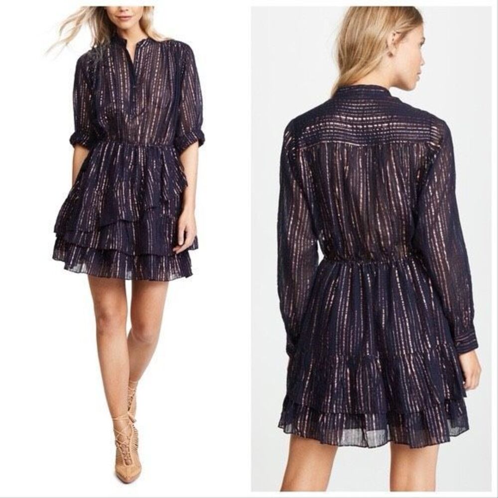 Ulla Johnson Della Dress Navy Metallic Size 0